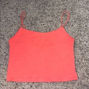 Coral thin strap cropped tank